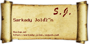Sarkady Jolán névjegykártya