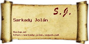 Sarkady Jolán névjegykártya